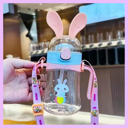 Bunny Ear Plastic Bottle for Kids with handle