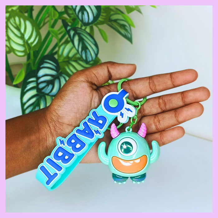 Green blue monster keychain