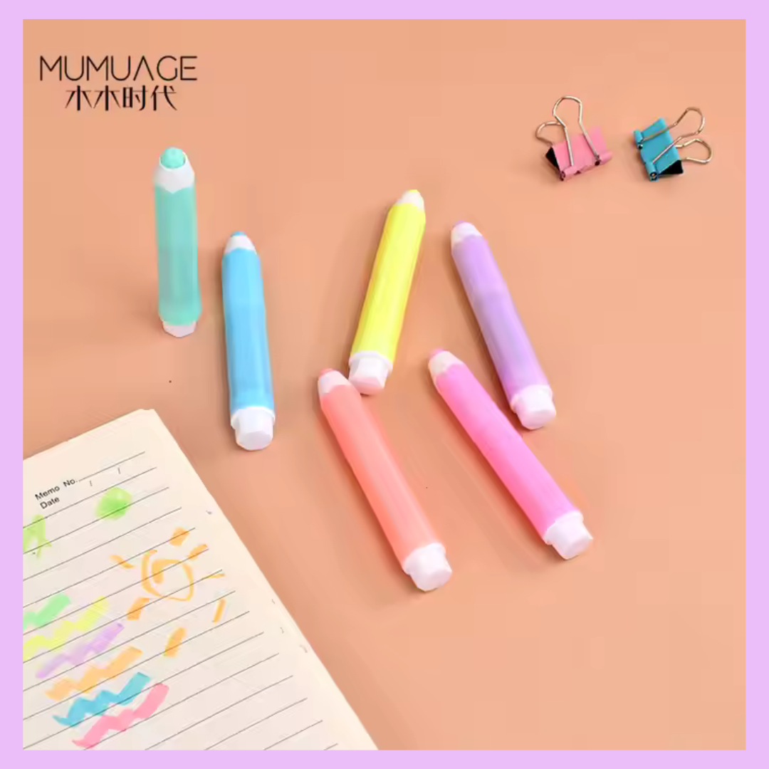Colour pencil highlighters set for school notes and study
