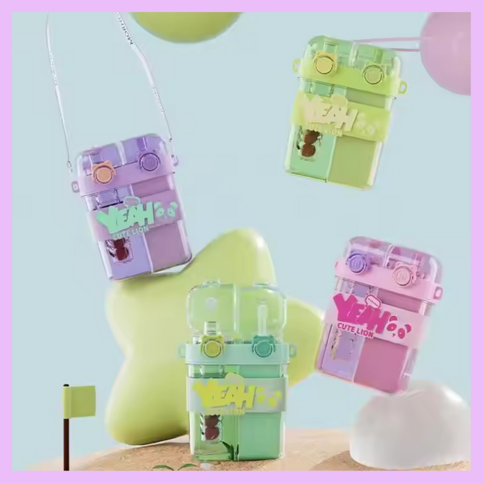 760 ml kids dual compartment water bottle with strap