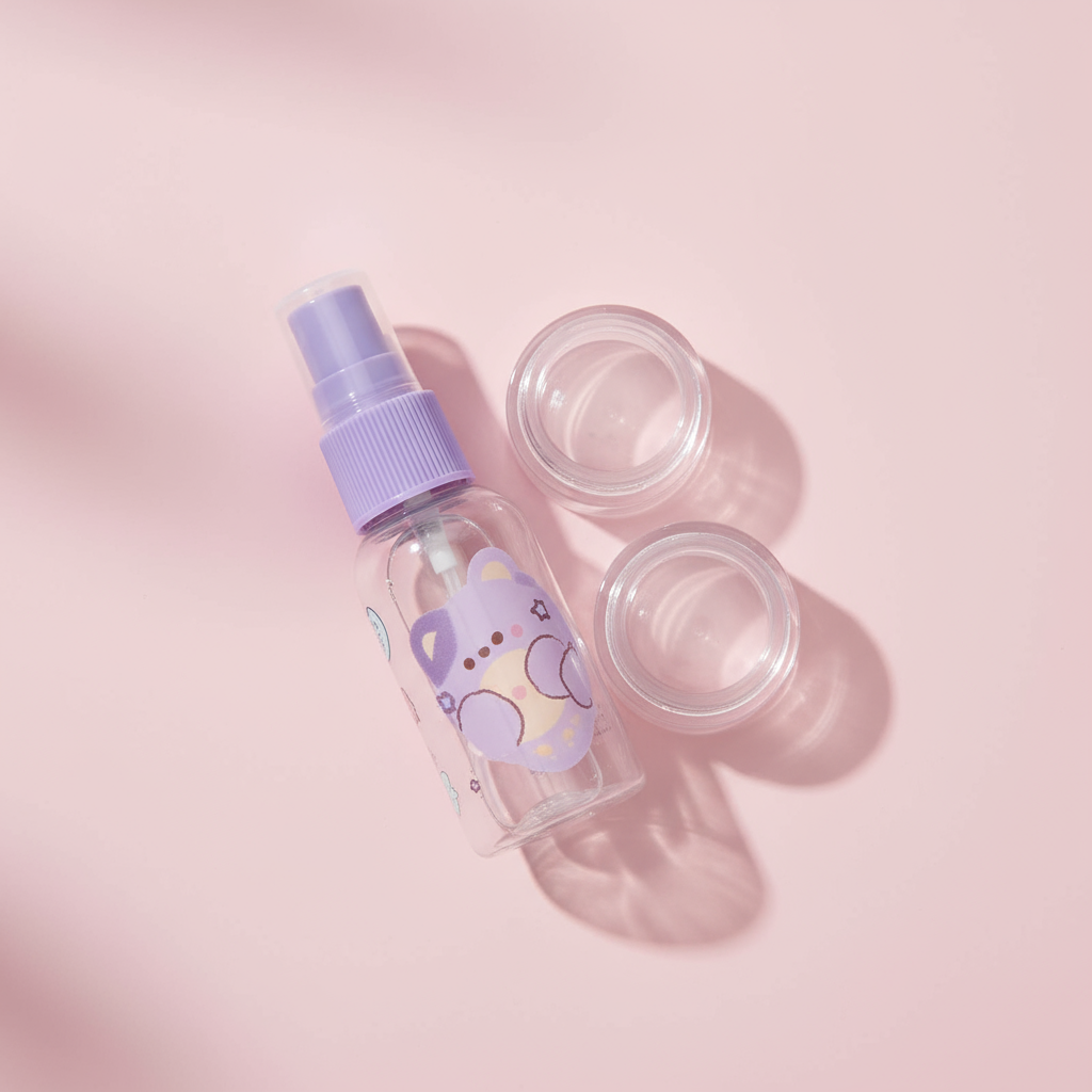 Pastel Travel Kit  1 Spray Bottle 2 Container 1 Spatula