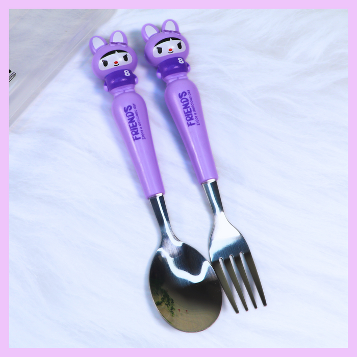 Rabbit kids cutlery set in purple