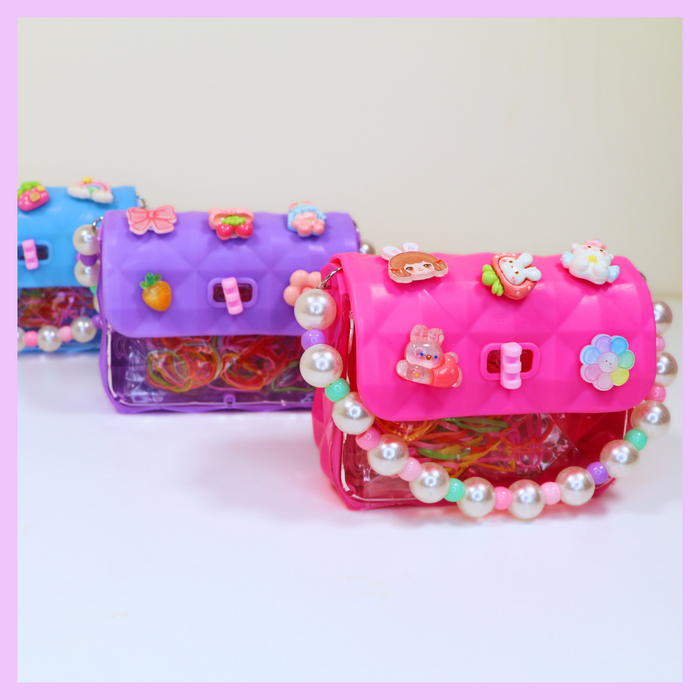 Hair accessories set in a purse case