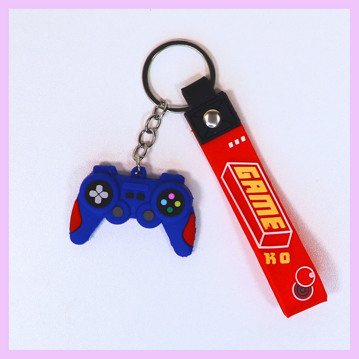 Blue game themed keychain