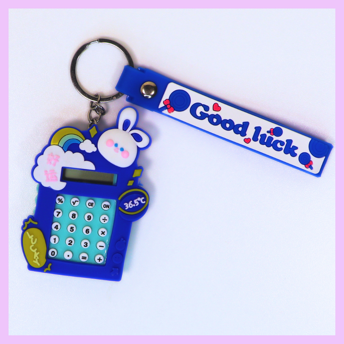 Blue calculator keychain