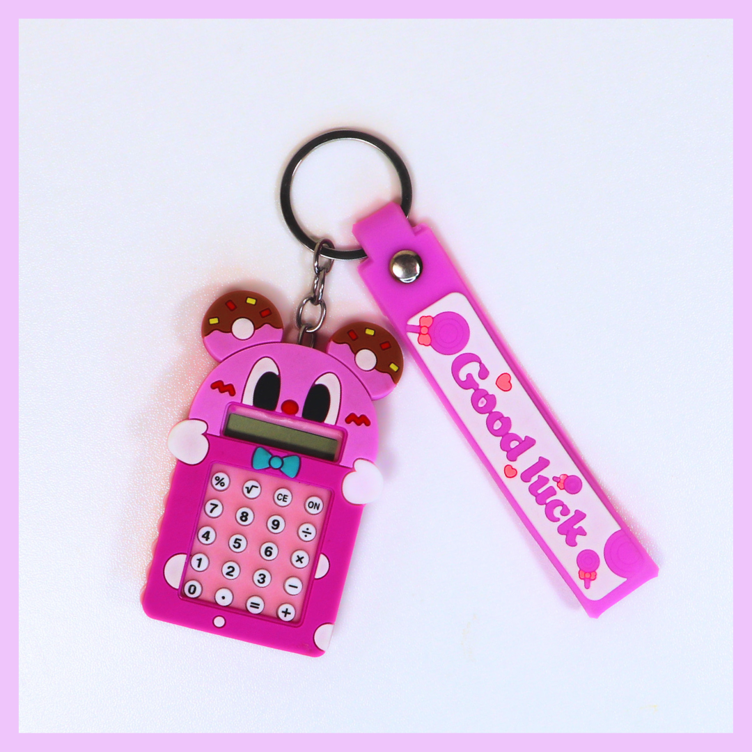 Dark pink calculator keychain