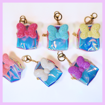 Holographic Bow coin pouch Keychain