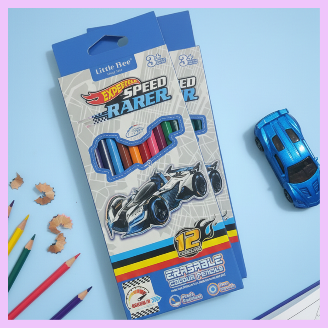 Erasable Color Pencil - Car Theme - 12 shades