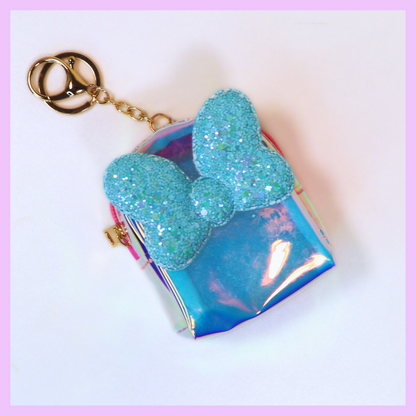 Holographic Bow coin pouch Keychain