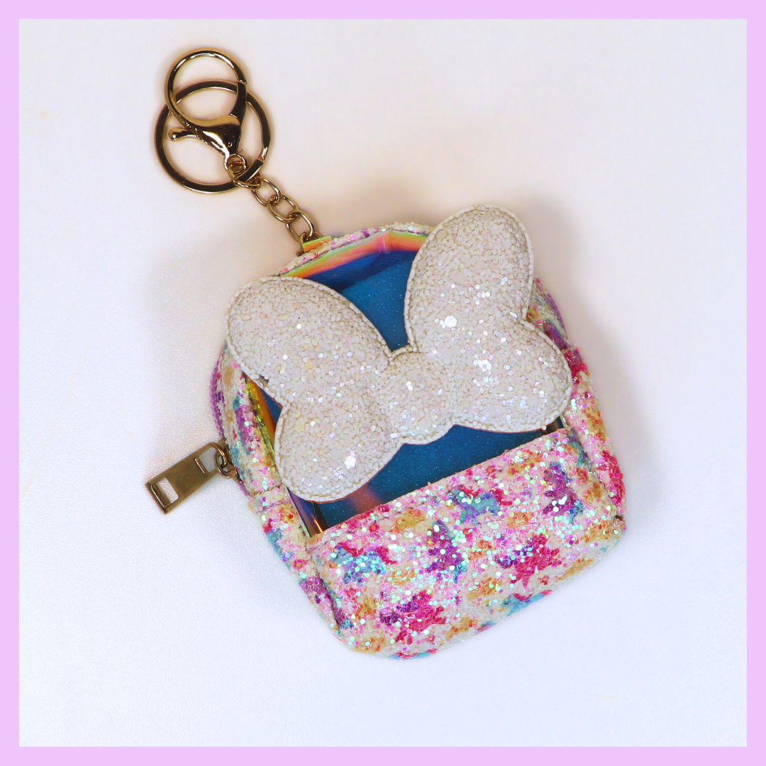 White glitter unicorn keychain