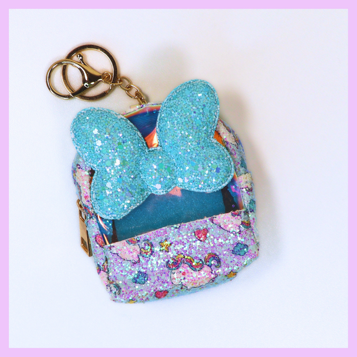 Light blue glitter unicorn keychain