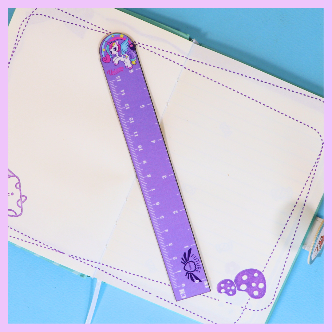 Purple wooden unicorn ruler