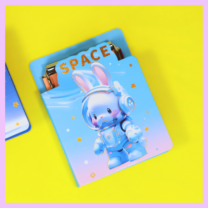 Space theme diary with pad in light blue