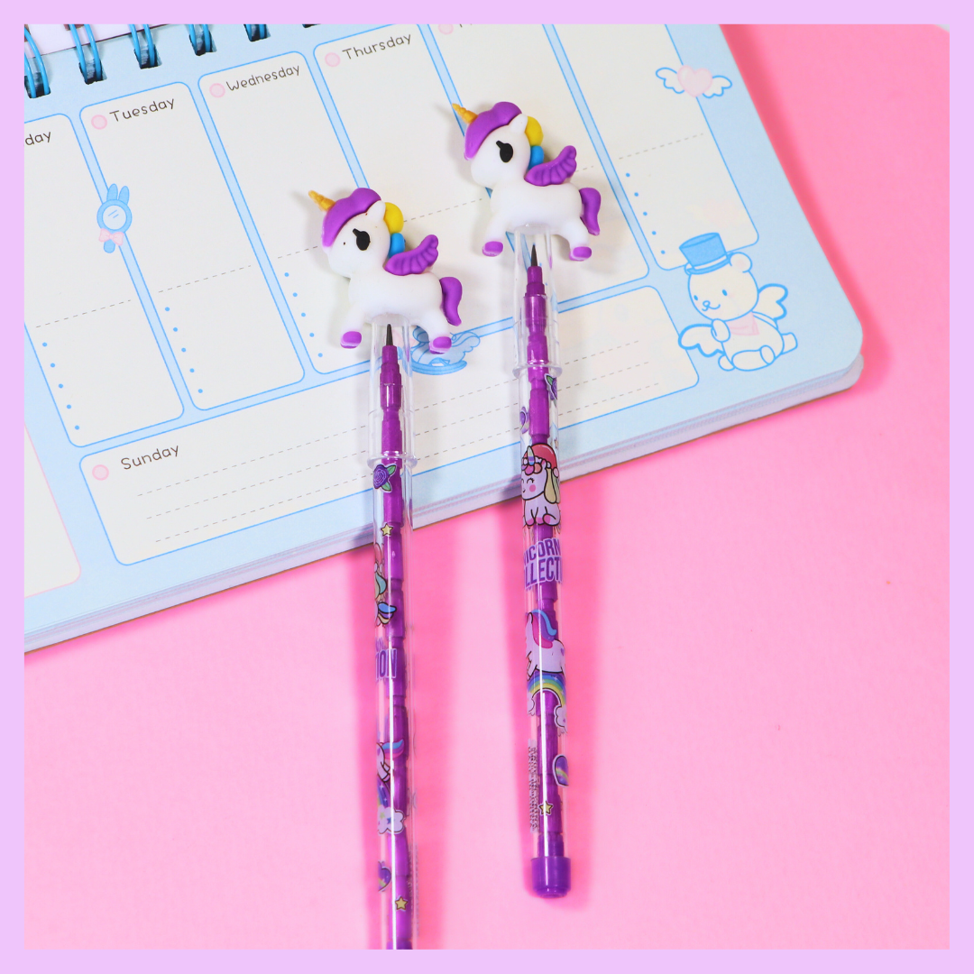 Purple unicorn push pencil