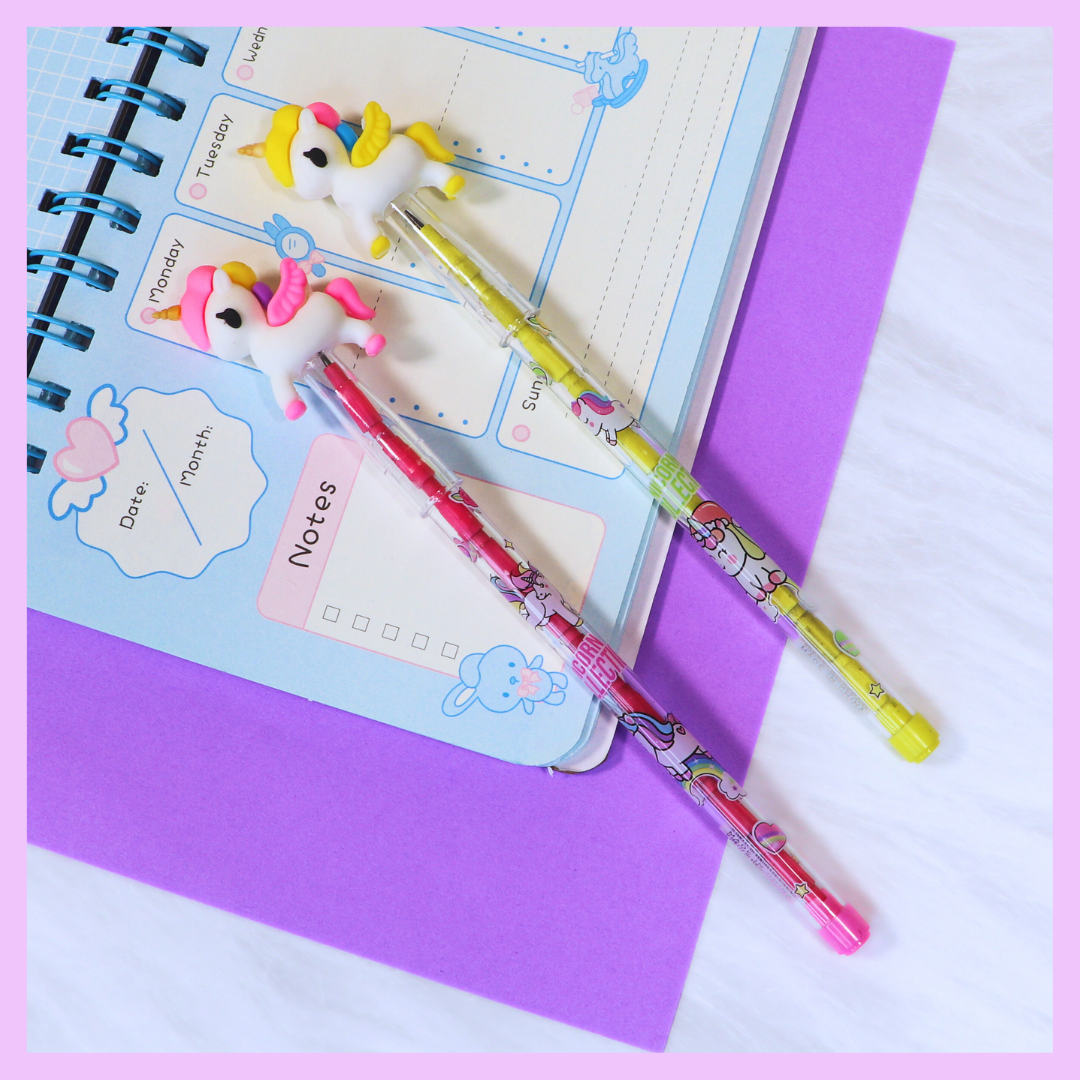 Yellow and pink unicorn push pencil