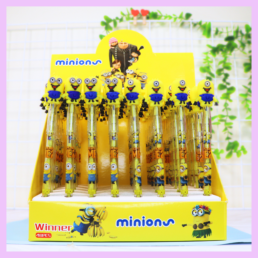 Minion push pencil character design for school stationery