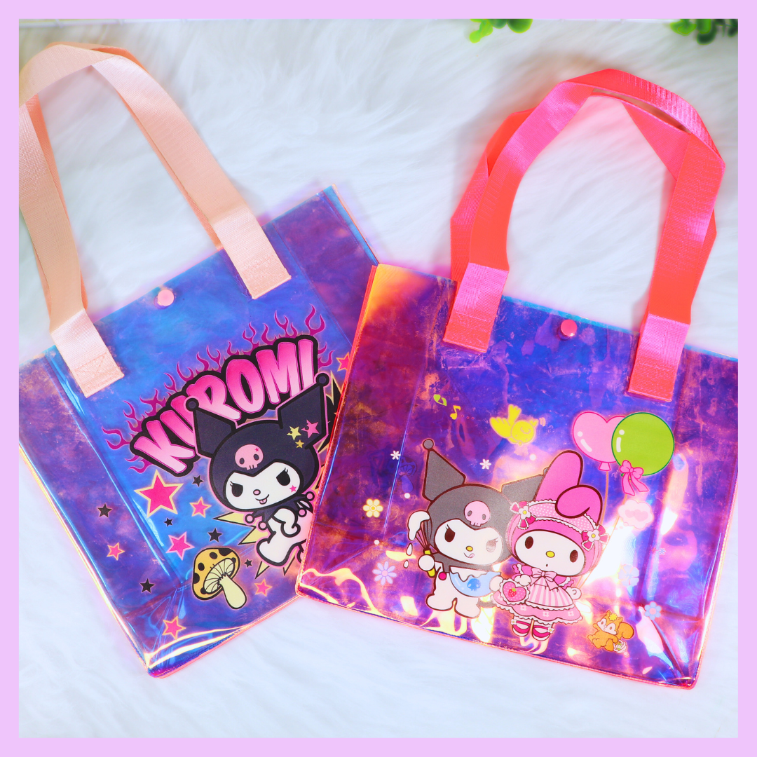 Kuromi holographic tote bag with character design