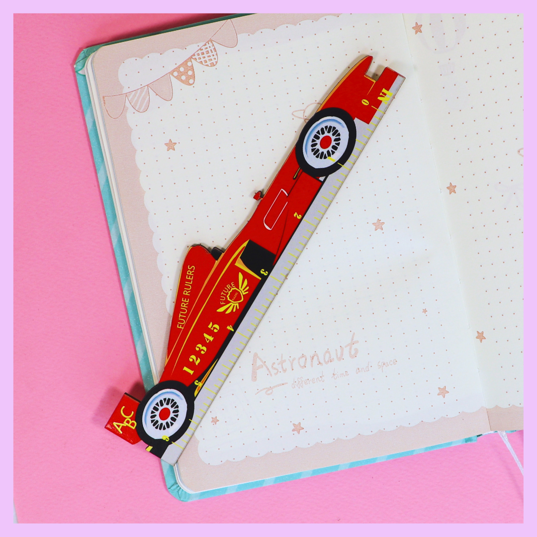 Red wooden car ruler