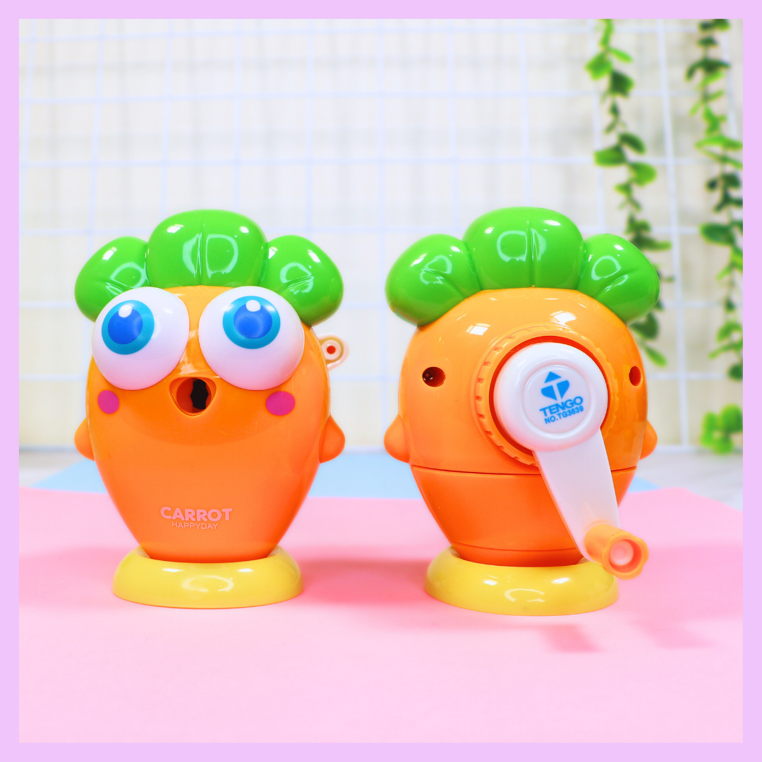 Carrot pencil sharpener in playful stationery design