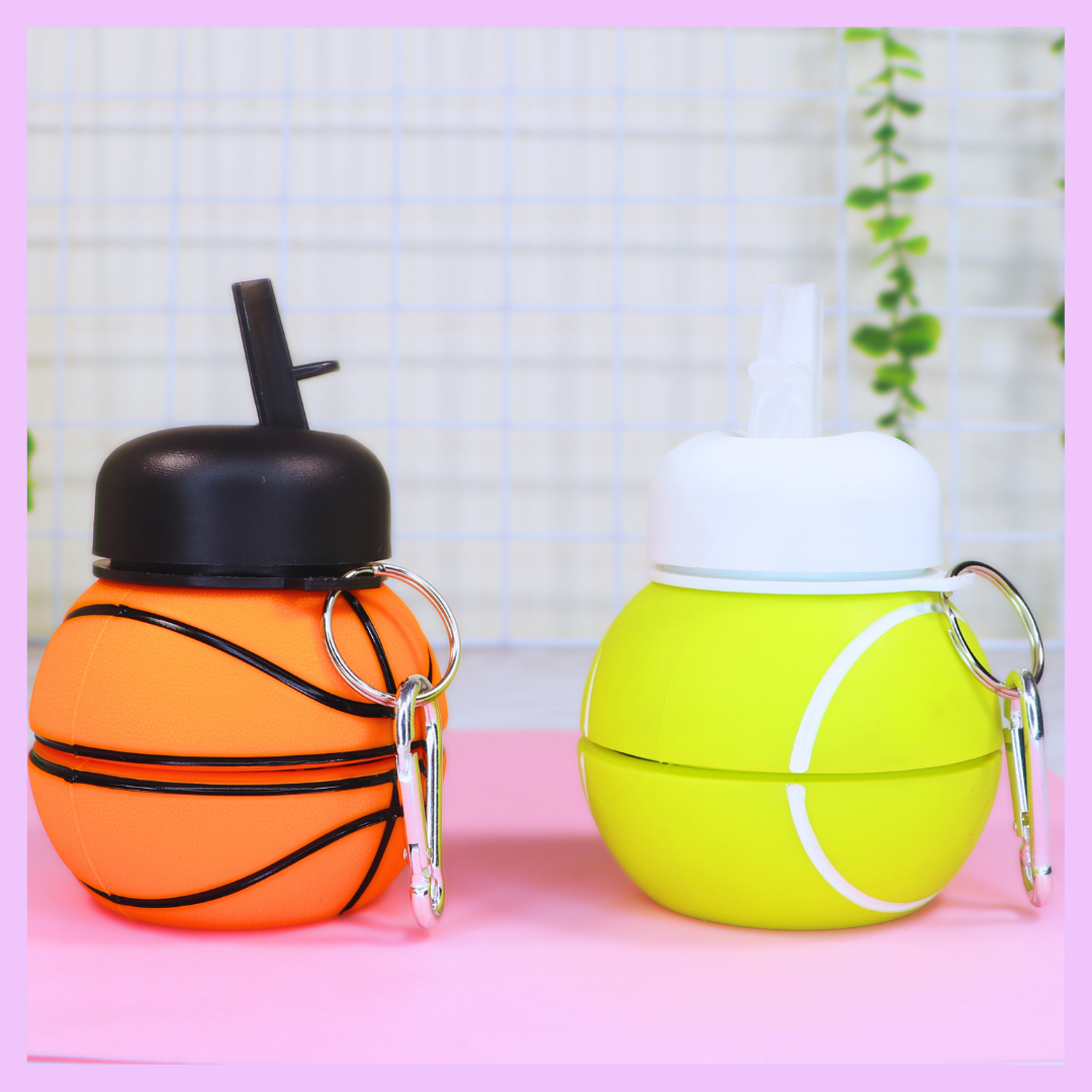 Silicone expandable water bottle with ball design