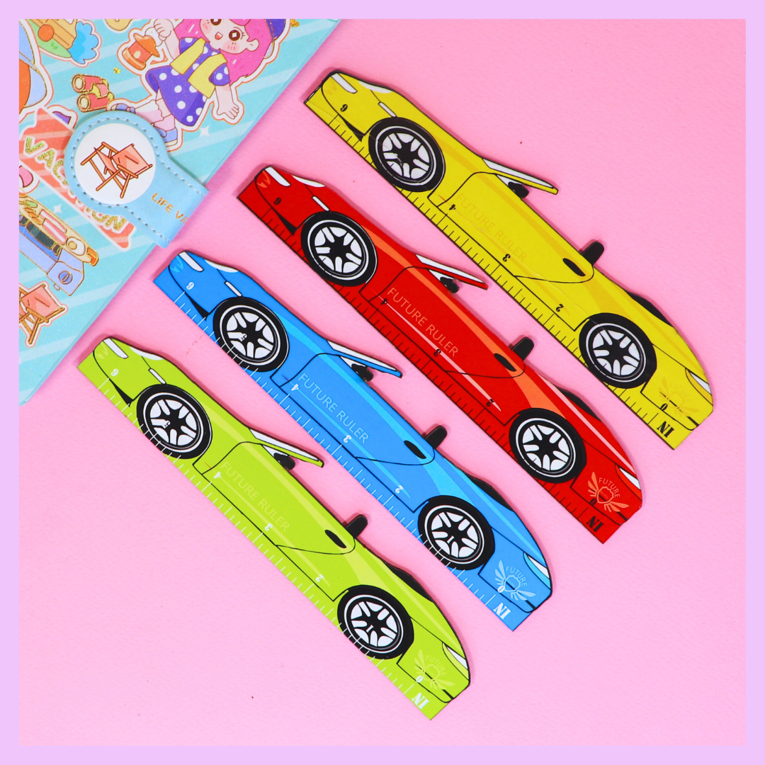 Wooden car ruler for kids stationery