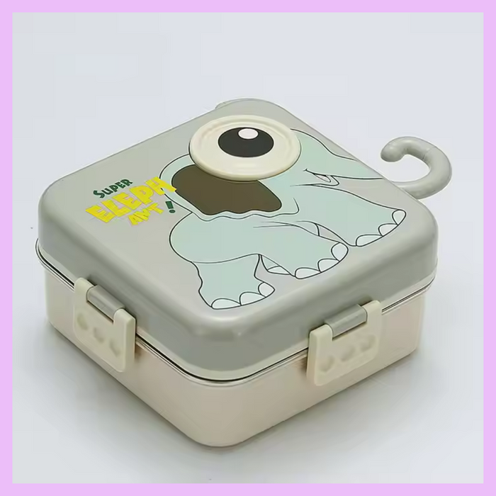 Gray elephant bento tiffin box for kids