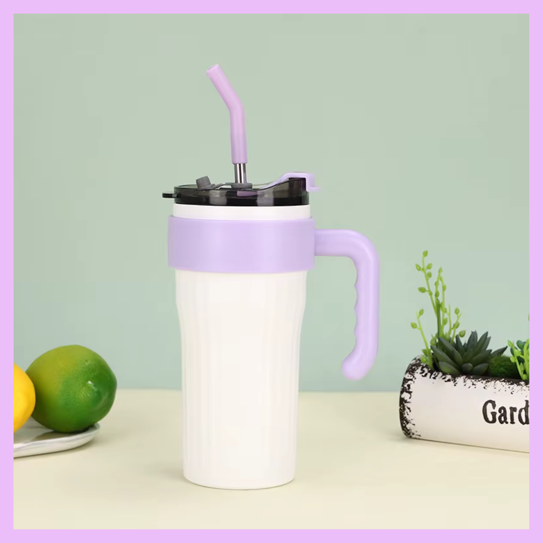 White 800 ml stainless steel sipper