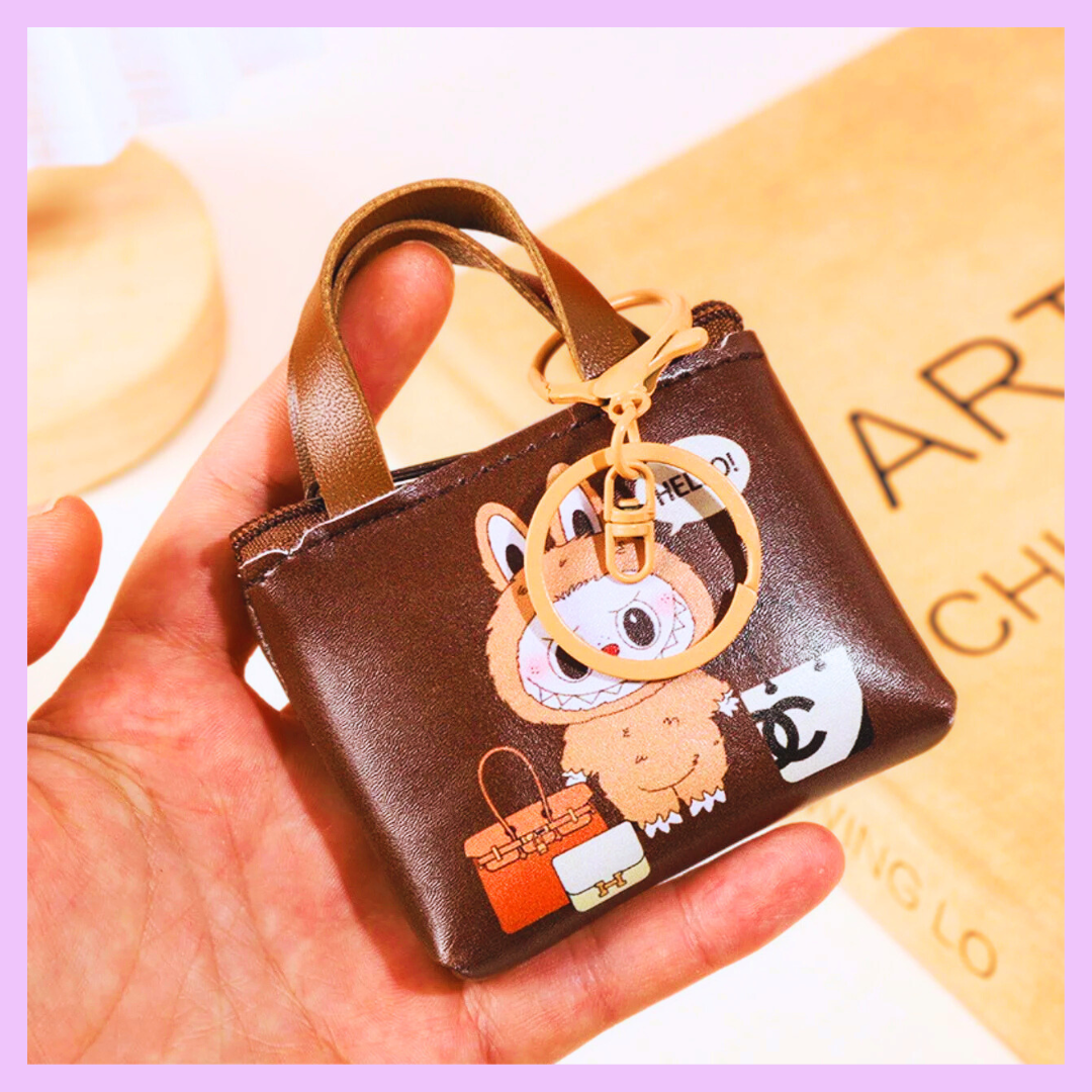 Labubu themed purse keychain