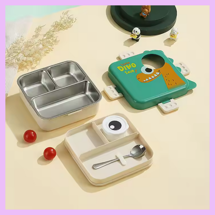 Dinosaur bento lunch box detail view for kids