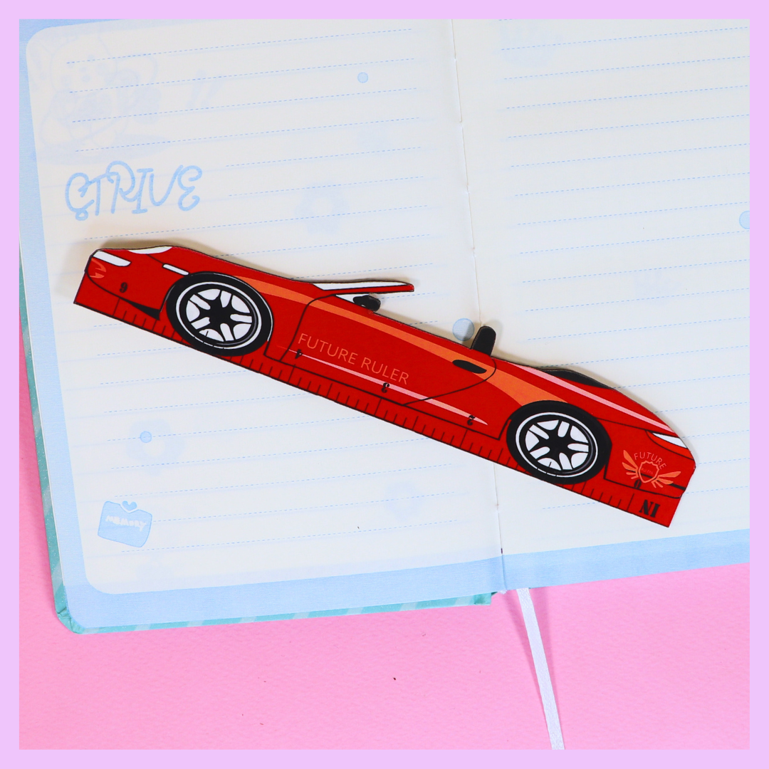 Red wooden car ruler