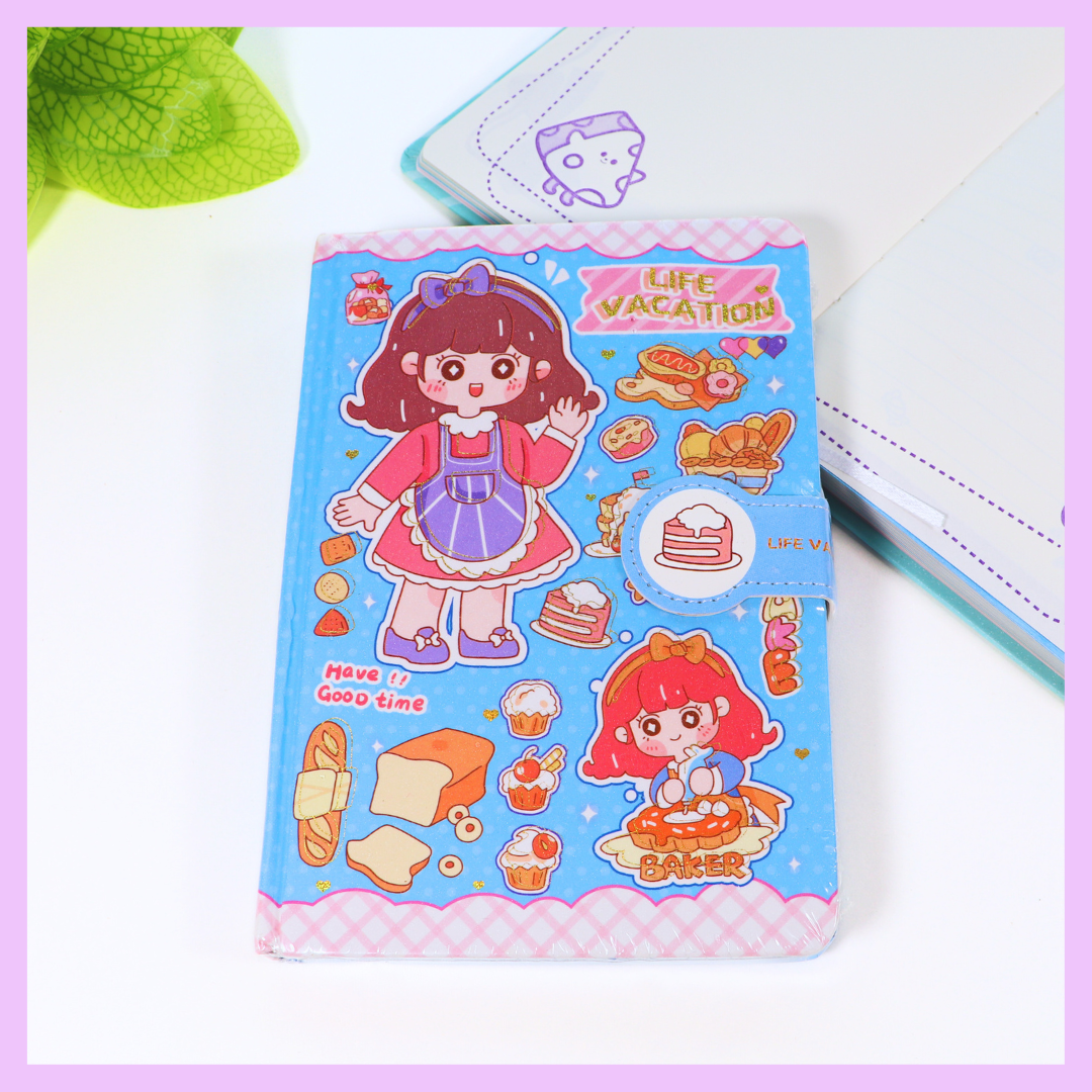 Kawaii girls journal character design