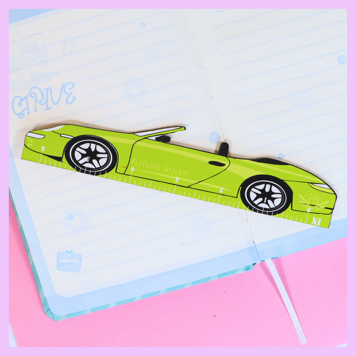 Green wooden car ruler