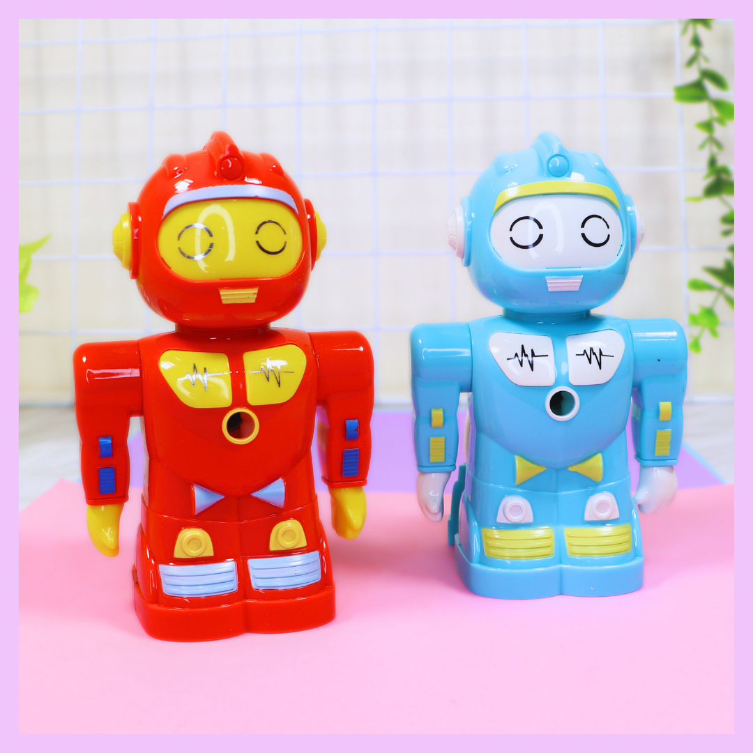 Robot pencil sharpener in assorted colours