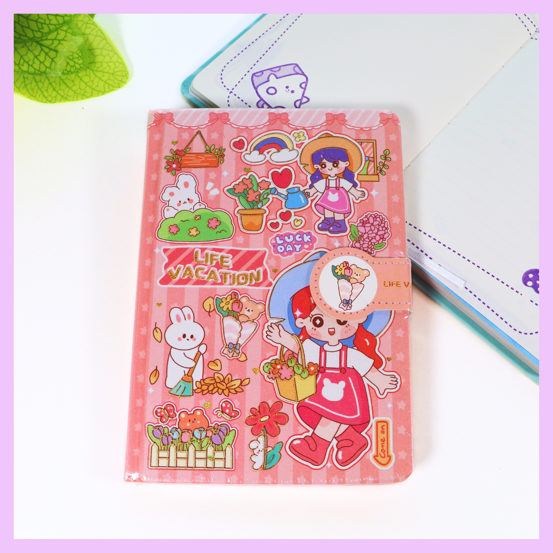 Kawaii girls journal cover design