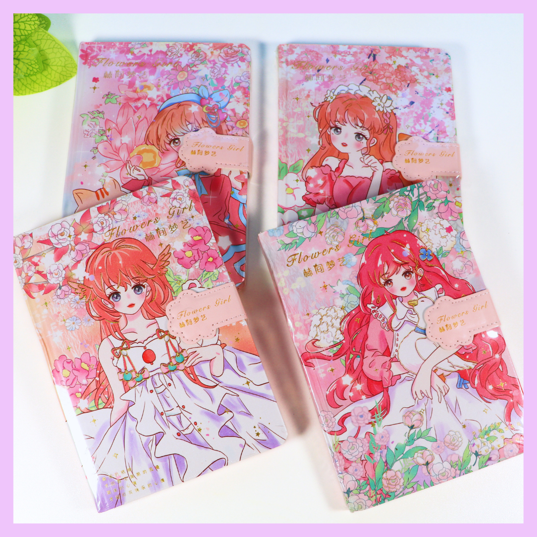 Kawaii flower girl journal assorted covers