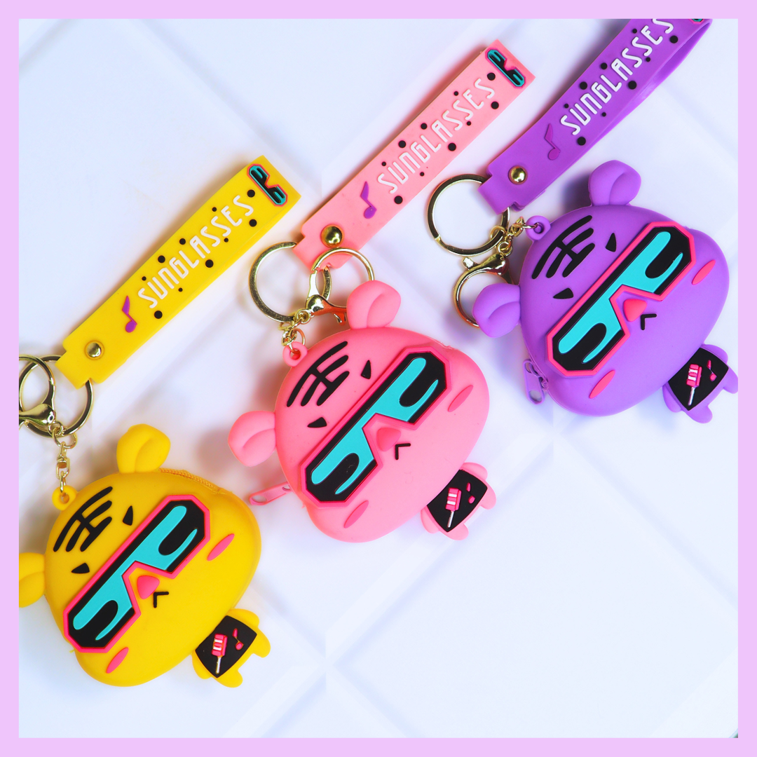 Tiger silicone coin pouch with sunglasses
