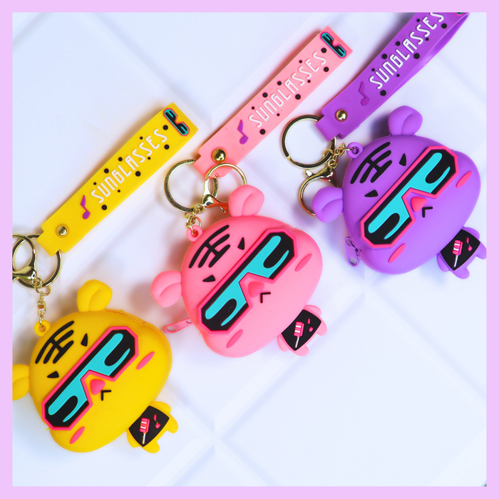 Tiger silicone coin pouch with sunglasses