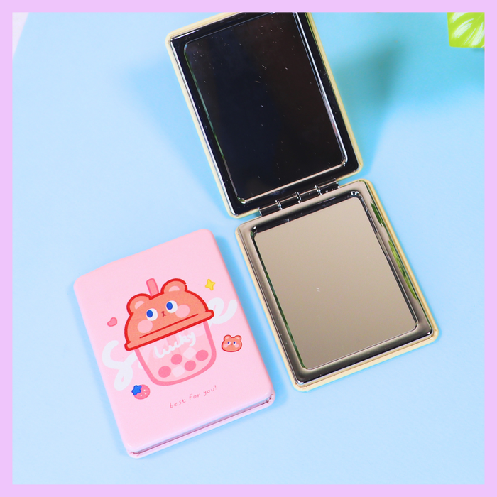 Pink sipper design pocket mirror