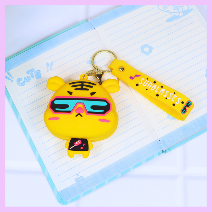 Yellow tiger silicone coin pouch