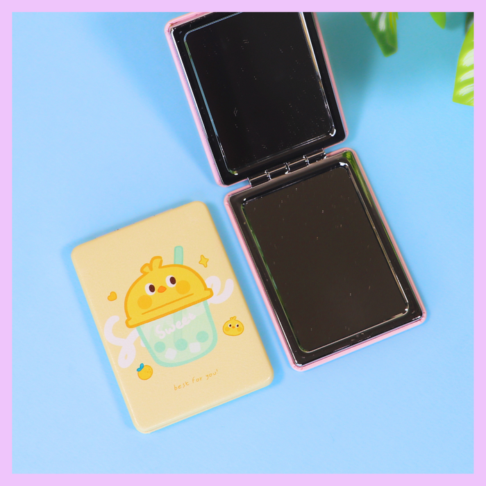 Yellow sipper design pocket mirror