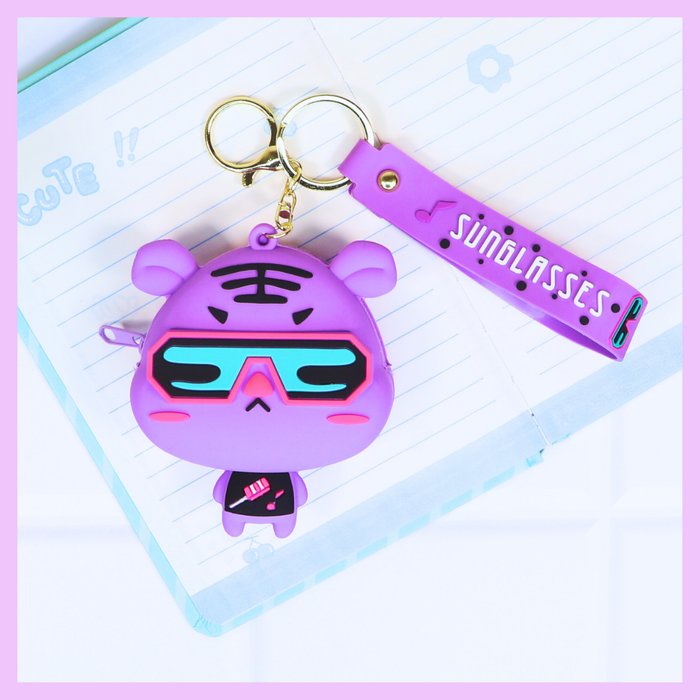 Purple tiger silicone coin pouch
