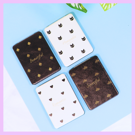 Compact Pocket Mirror Rectangular Black and white