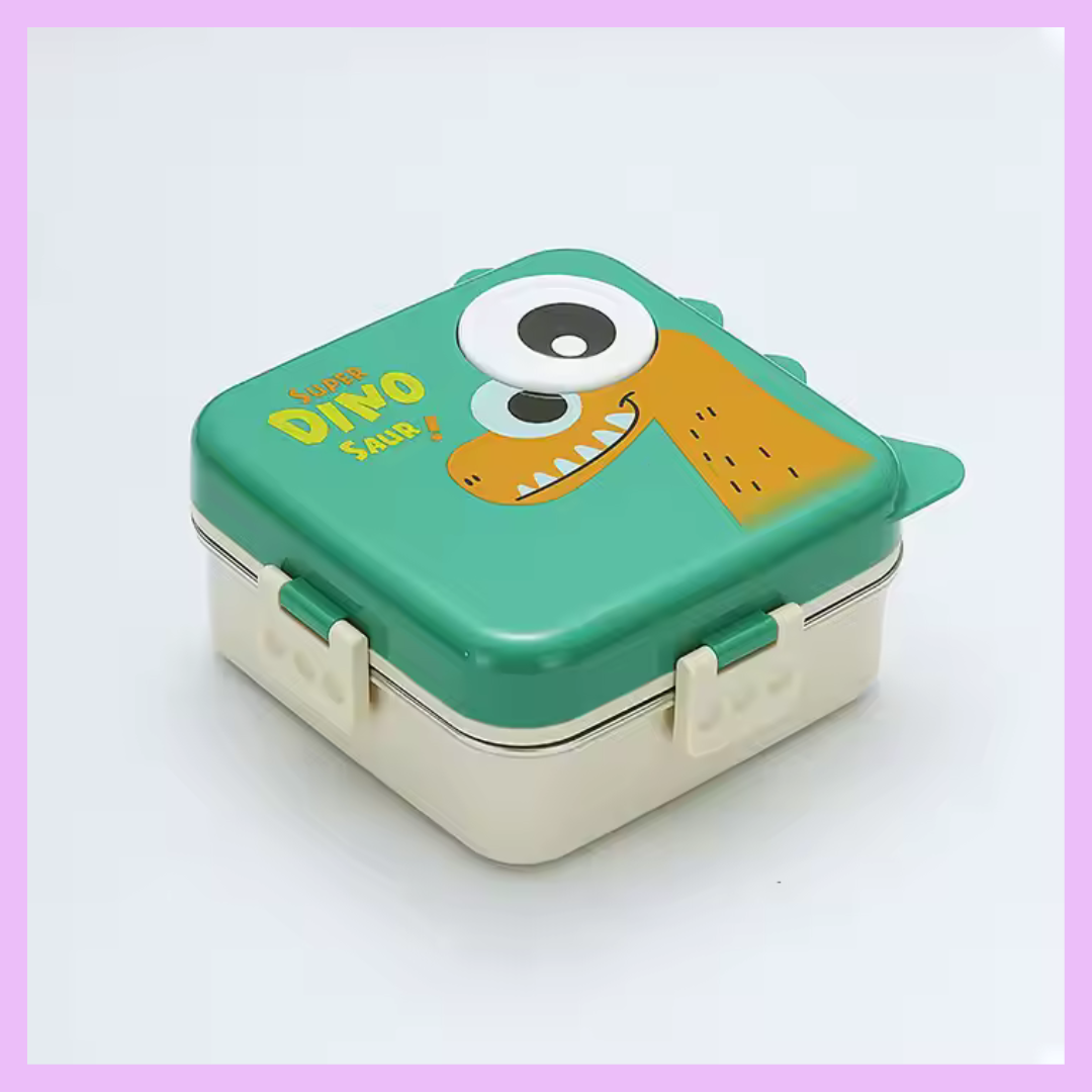 Green dinosaur bento tiffin box for kids