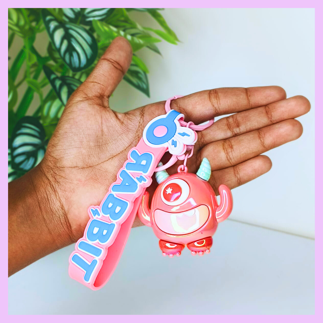 Pink monster keychain
