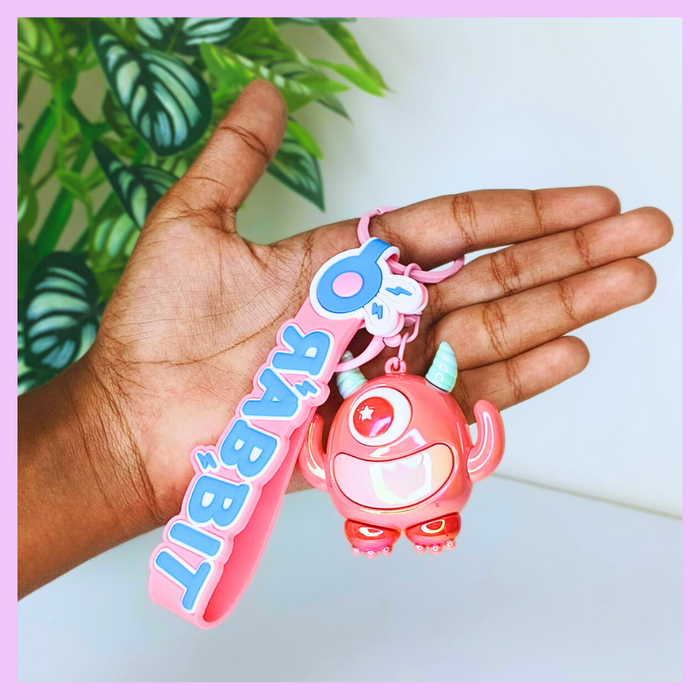 Pink monster keychain