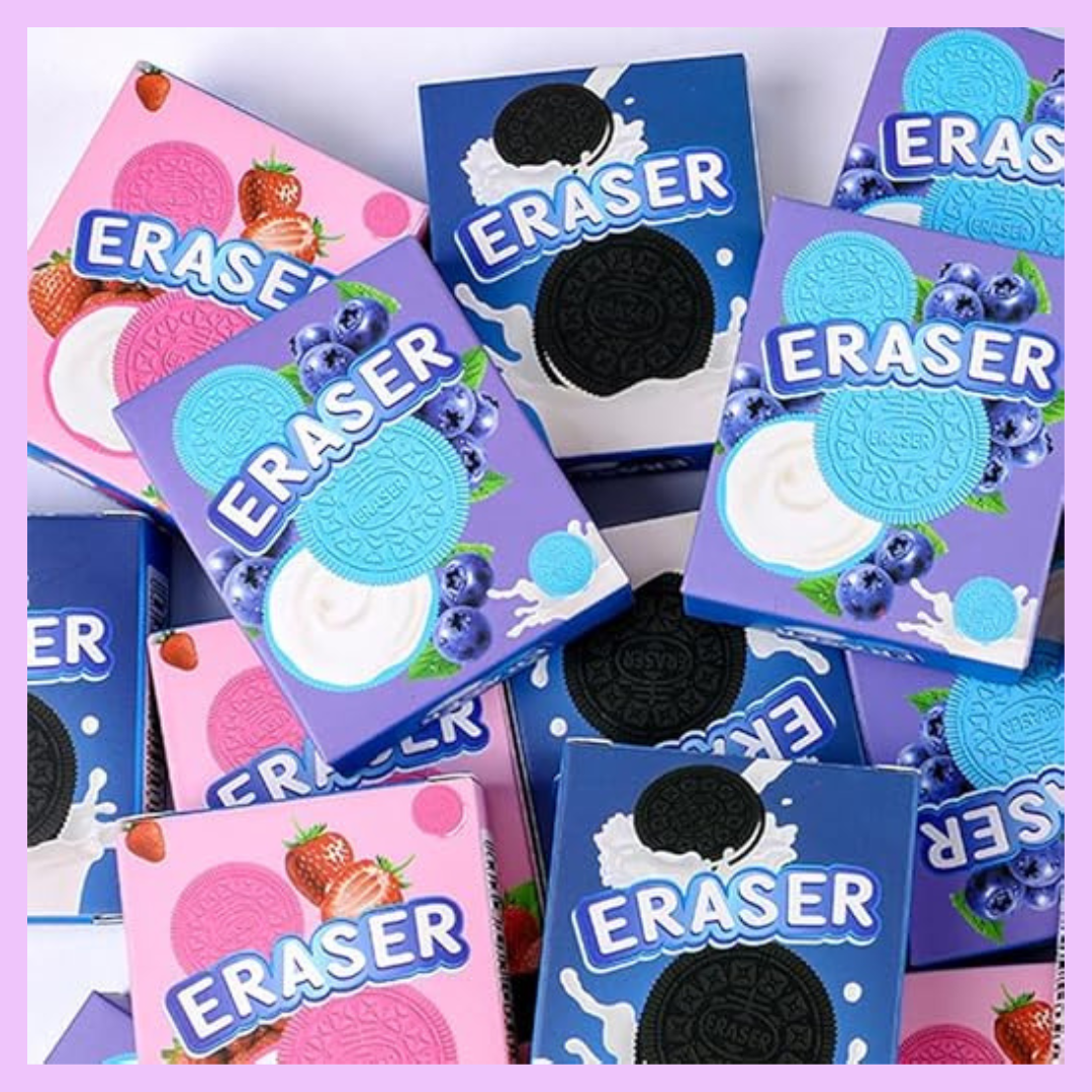 Oreo Erasers Black Blue Pink