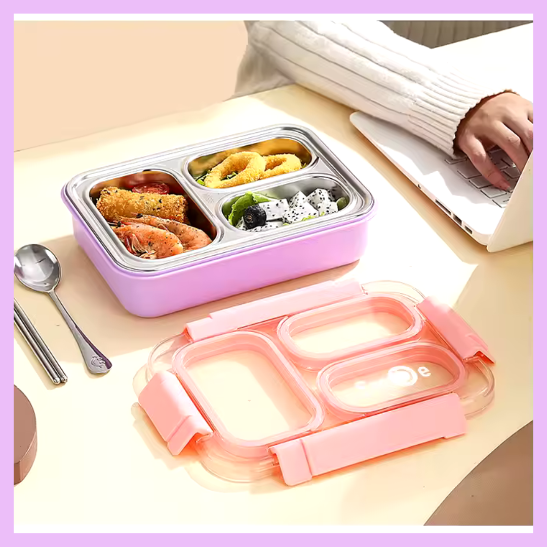 Three compartment lunch box alternate view