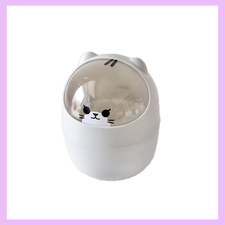 Gray cat desk dustbin for study tables