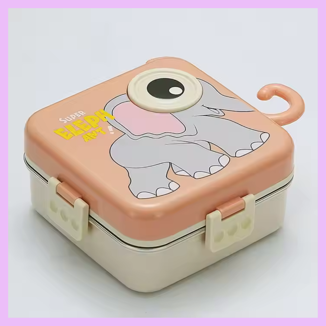 Orange elephant bento tiffin box for kids