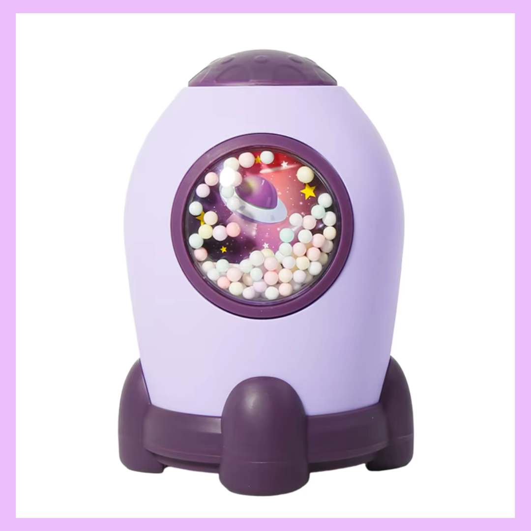 Purple rocket piggy bank